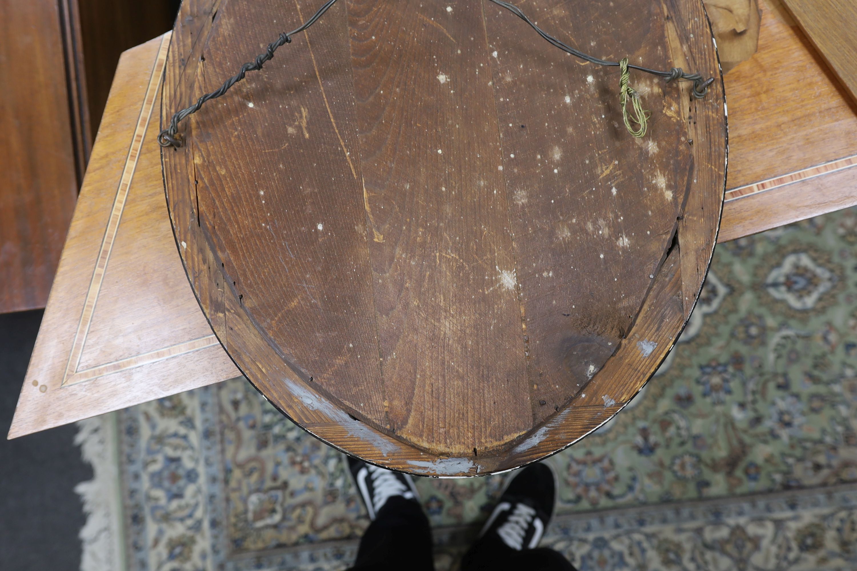 A small 19th century Irish oval wall mirror, with twin faceted and cabochon glass border, width 46cm, height 56cm